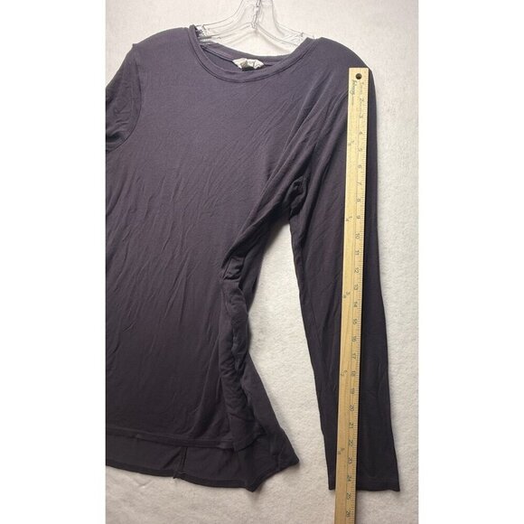Athleta Women's Tunic Top Shirt Purple Crew Neck Long Sleeve Slit Sides Modal L - Picture 9 of 9